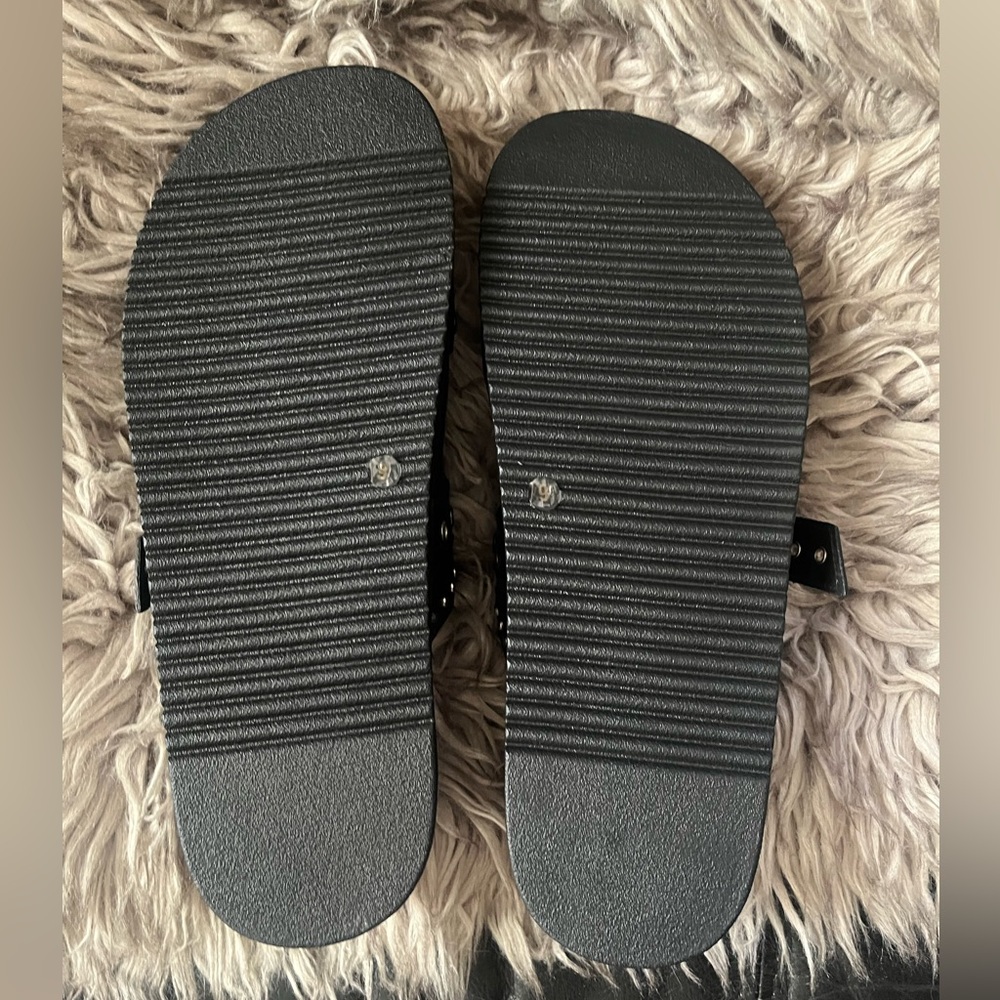Steve Madden Black Buckle Studded Sandals - Picture 3 of 5